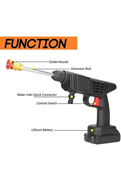 Generic WOLF pihot 68V Portable Battery Cordless Pressure Washer with Two Batteries - Black