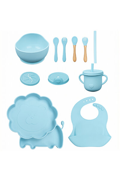 Factory Price Nora 12 Pieces Baby Feeding Tableware Set - Lion Blue