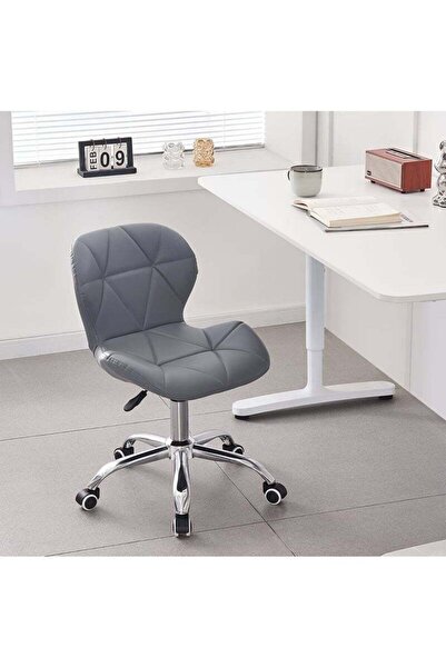 Taimi 2-Pieces Ergonomic Chair with Adjustable Height & Swivel Wheels 360°, Gray - 76H x 55D x 48W cm