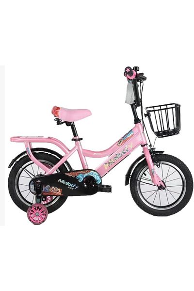 rexa Kids Melody Pink Bicycle with Basket and Training Wheels – 14 Inch