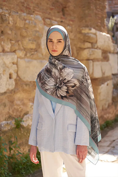 ED Scarf Sunrise Lily Pattern Shawl - Blue