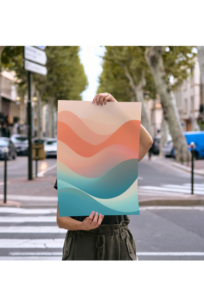 Rosaart Frameless Poster, Digital Printing Abstract Colorful Waves, Office Hall Living Room Decoration, Poster
