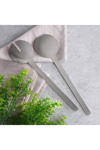 shumee Steel and silver salad spoons, 2 pieces
