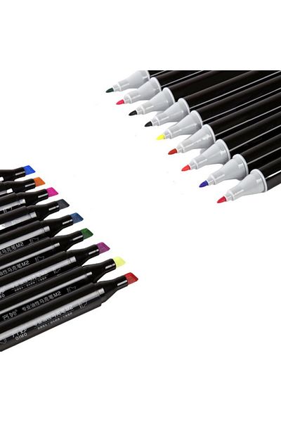 eR D L Set of 60 multi-colored markers, with two tips, thick and thin, eR D L