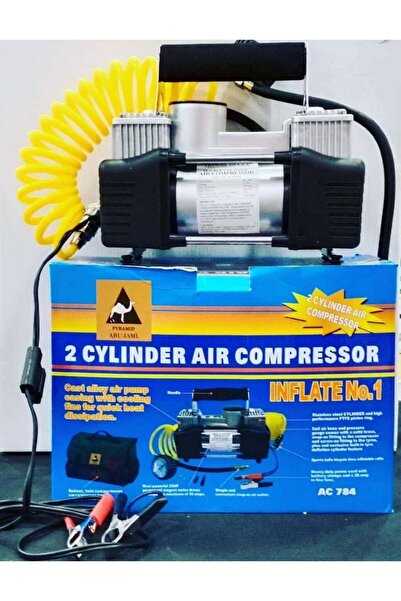 Without a mark Bastek Car Tire Inflator — Durable 2-Cylinder 2-Piston Compressor with Bright Front Lamp & Bag