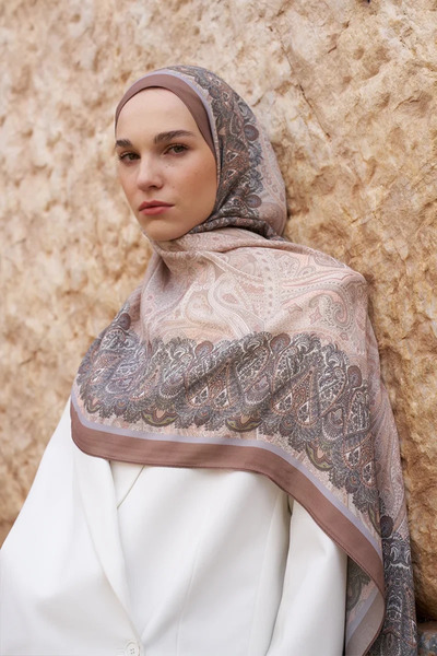 ED Scarf Sunrise Etnik Desen Şal - Kahverengi