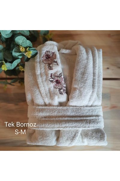 Le Atölye Marie Claire Paris Fiorella Micro Women's Single Bathrobe Off White S-M