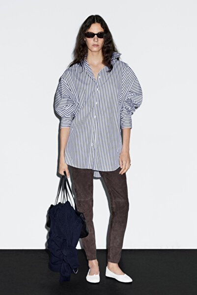 Massimo Dutti Çizgili oversize gömlek