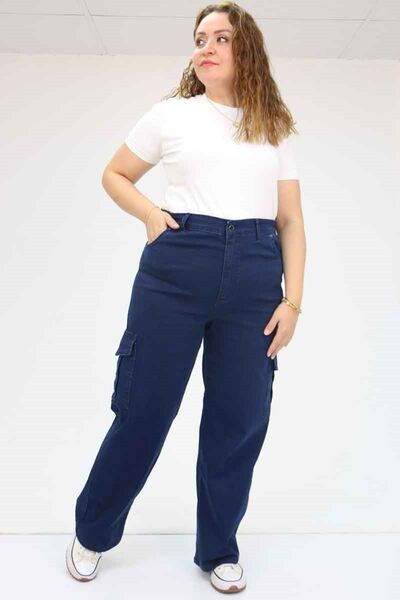 Eslina 49031 Plus Size Side Pocket Jeans - Navy Blue
