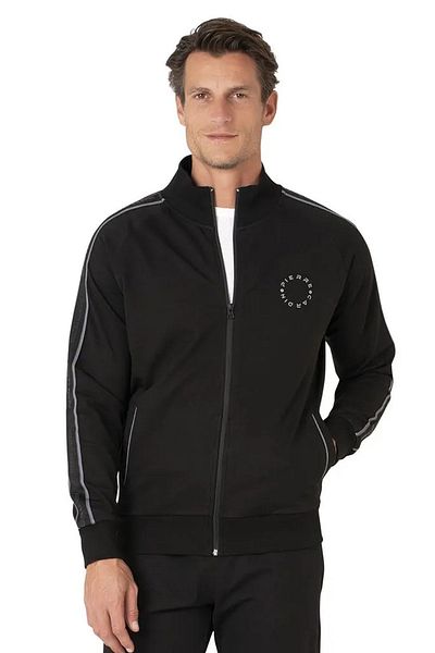 Pierre Cardin 7130 Men's Long Sleeve Stand Collar Tracksuit Set-Black