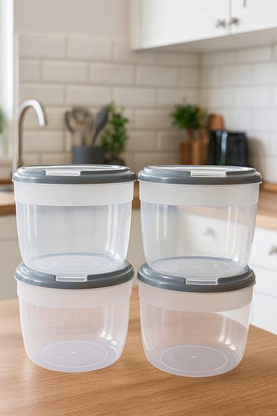 Vienev 4-Piece 8 Liter Large Size Plastic Storage Container – Dark Gray Lid