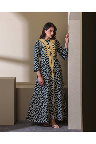 Alyashmac جلابية نسائية أوراق القطن