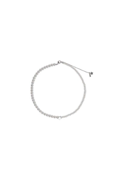 ohmygod jewelry Κολιέ από ασήμι 925 με μαργαριτάρια 4 mm και 6 mm και ασήμι, ...