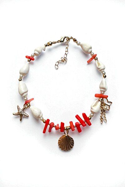 PETEK AKSESUAR Sea Shell Coral Natural Stone Mushroom Anklet