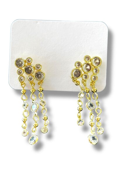 TAKIŞTIR Gold Color Stone Detailed Dangle Earrings (Pair)