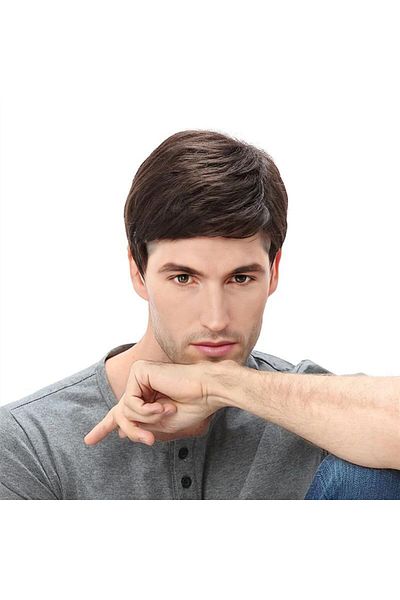Generic Men's Fashion Wig: Oblique Bangs, Short Straight Hair, European &amp; American Style.