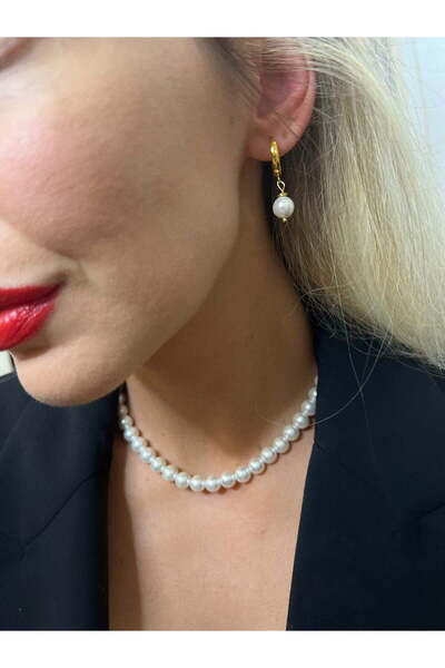 ohmygod jewelry Set Cercei și Colier de Perle, Accesorii Placate cu Aur – Set Cadou nr. 6