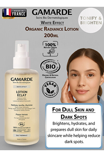 Gamarde لوشن وايت إيفكت العضوي للإشراقة 200 مل لتنظيف وتوحيد لون البشرة وتفتي...