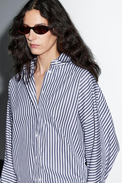 Massimo Dutti Çizgili oversize gömlek