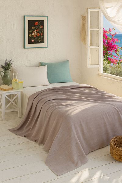 Evimcim 100% Cotton Pique Set Single – 160X230 Pique, Bed Sheet and 50X70 Pillow Case, Stylish Design