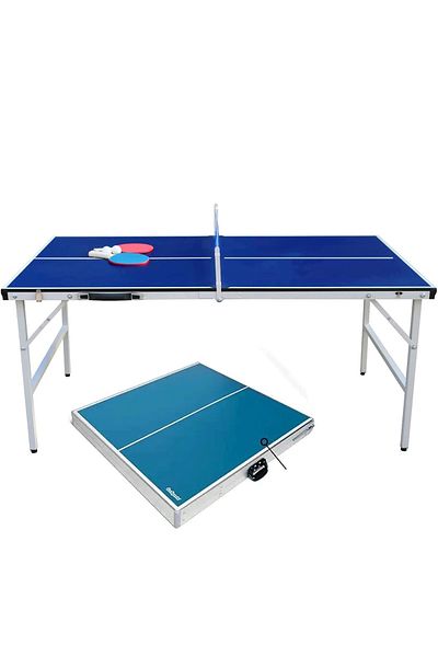 pingp Medium Portable Indoor/Outdoor Ping Pong Table with Net, 2 Table Tennis Rackets, and 3 Balls