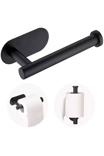 Aptel Toilet paper holder, self-adhesive, stainless steel, black
