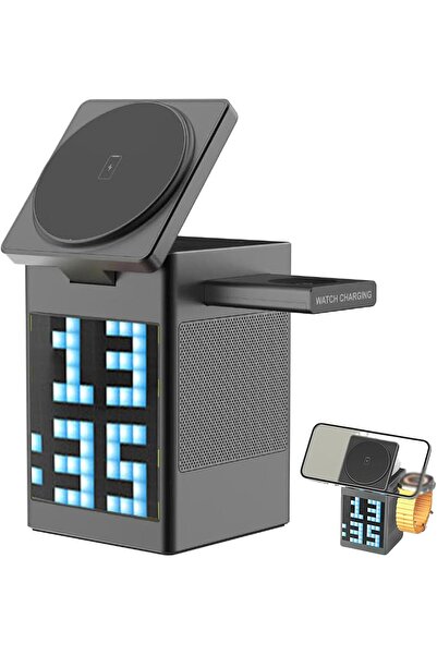 Generic TERRION 3-in-1 Bluetooth Speaker & Wireless Charger with Alarm Clock (Black)