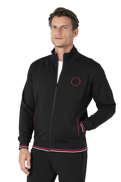 Pierre Cardin 7125 Men's Long Sleeve Stand Collar Tracksuit Set-Black