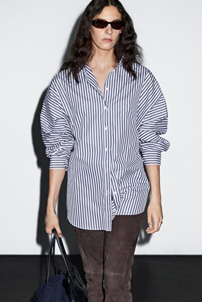 Massimo Dutti Çizgili oversize gömlek