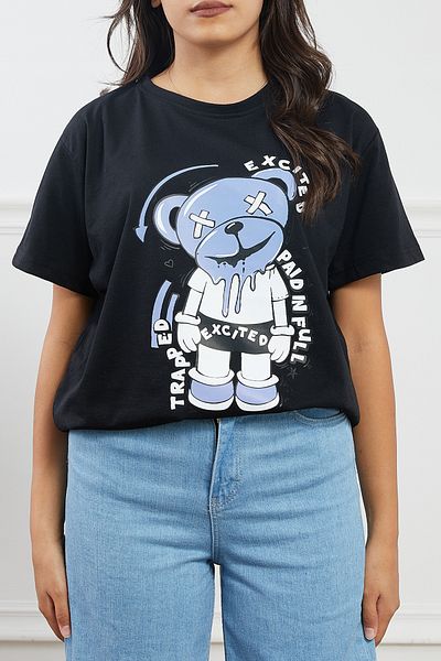DPARİS Dog Printed Relaxed Fit T-Shirt