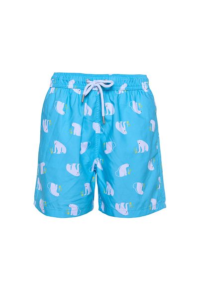 TOOSALTY Boy's Polar Bear Patterned Swim Shorts with Pocket Mesh Quick Dry Water Repellent Medium Size 25Sm114St