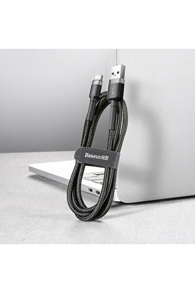 Baseus Cafule Serisi, Şarj & Data Aktarım Kablosu, Gri/Siyah, 0.5 m, 3 A, USB Kablo USB Type A & USB Type C