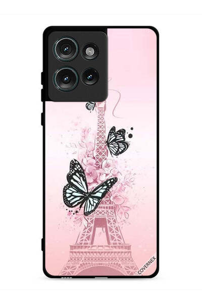 Covernex غطاء حماية لهاتف موتورولا إيدج ٥٠ بنقشة فراشات على برج إيفل