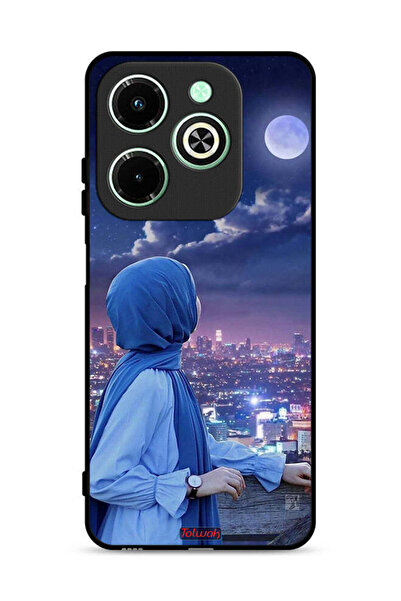 Tolwak غطاء حماية لهاتف Infinix Hot 40i 4G بطبعة فتاة محجبة تنظر إلى القمر