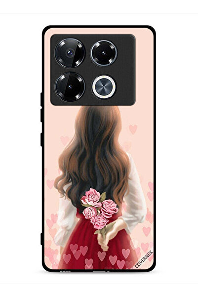 Covernex غطاء حماية لهاتف Infinix Note 40 Pro 5G، فتاة تخفي زهورًا