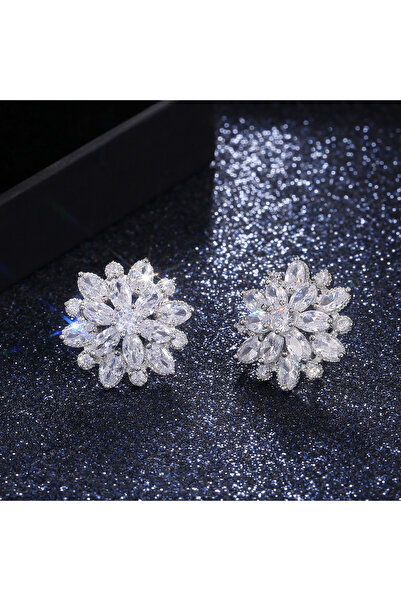 Choice أقراط نسائية E283 Huitan الرائعة ذات الطبقة المزدوجة على شكل زهرة متوف...