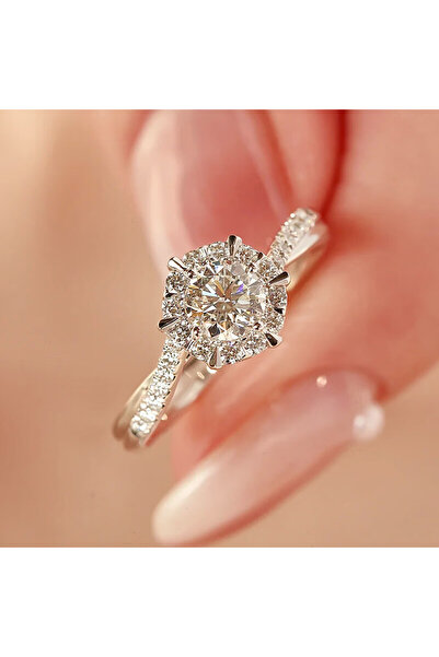 Choice1 7 T0178 خاتم زفاف Huitan Eternity للنساء، بتصميم عصري مرصع بأحجار الز...