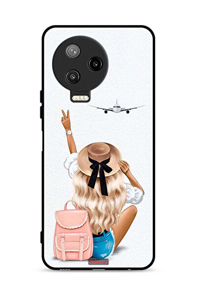 Tolwak غطاء حماية لهاتف Infinix Note 12 Pro 4G بتصميم فتاة تحب السفر