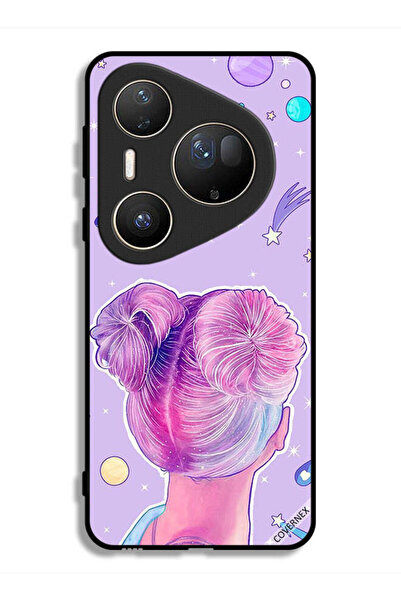 Covernex غطاء حماية فائق لهاتف هواوي بيورا 80 بتصميم فتاة ونجوم الفضاء