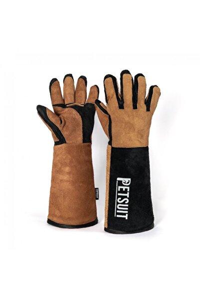 Petsuit قفازات التقاط القطط - 45 سم - غير قابلة للعض - جلد 100% أسود-أسمر