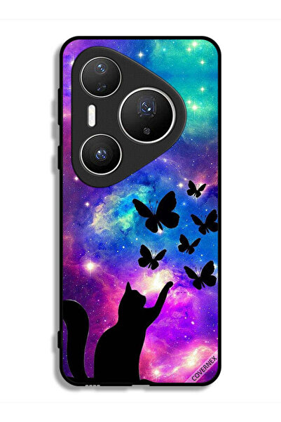 Covernex غطاء حماية لهاتف هواوي بيورا 80 برو بلس بنقشة قطة وفراشات