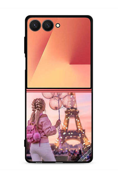 Covernex غطاء حماية لهاتف Samsung Galaxy Z Flip7 عليه صورة فتاة تحمل بالونات