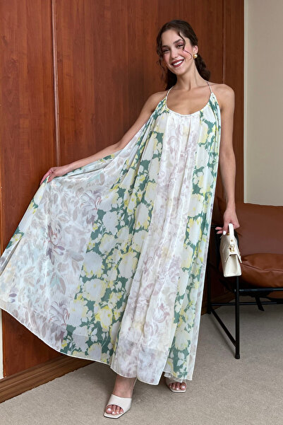 Butik Modana Sırt Çapraz Şifon Elbise