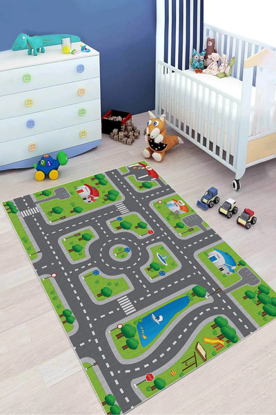 VELLORA HOME Kaymaz Tabanlı Yıkanabilir Dijital Baskılı Yolluk Çocuk Halısı O...