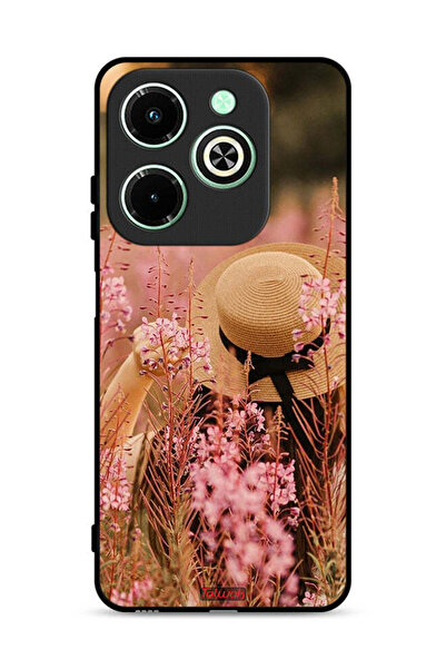Tolwak غطاء حماية لهاتف Infinix Hot 40i 4G بطبعة فتاة قبعة مزينة بالزهور