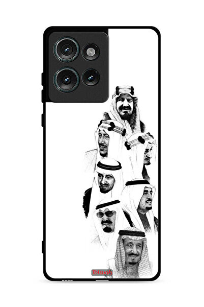 Tolwak غطاء حماية لهاتف موتورولا إيدج 50 - فن ملوك السعودية - أبيض وأسود