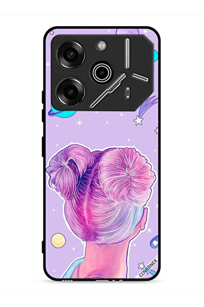 Covernex غطاء حماية لهاتف تكنو بوفا 6 برو 5G، رسم فتاة ونجوم فضاء