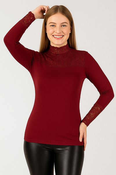 chulfa Women's Lace Long Sleeve Body Sleeve Lace Detail