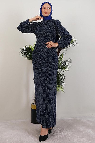 GİYZAMİLA Beyda Hijab Dress Navy Blue