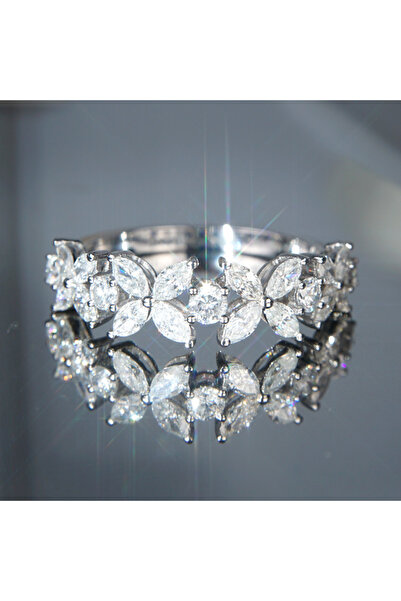 Choice4 7 F948 Huitan Romantic Flower Design Bridal Wedding Rings AAA White C...